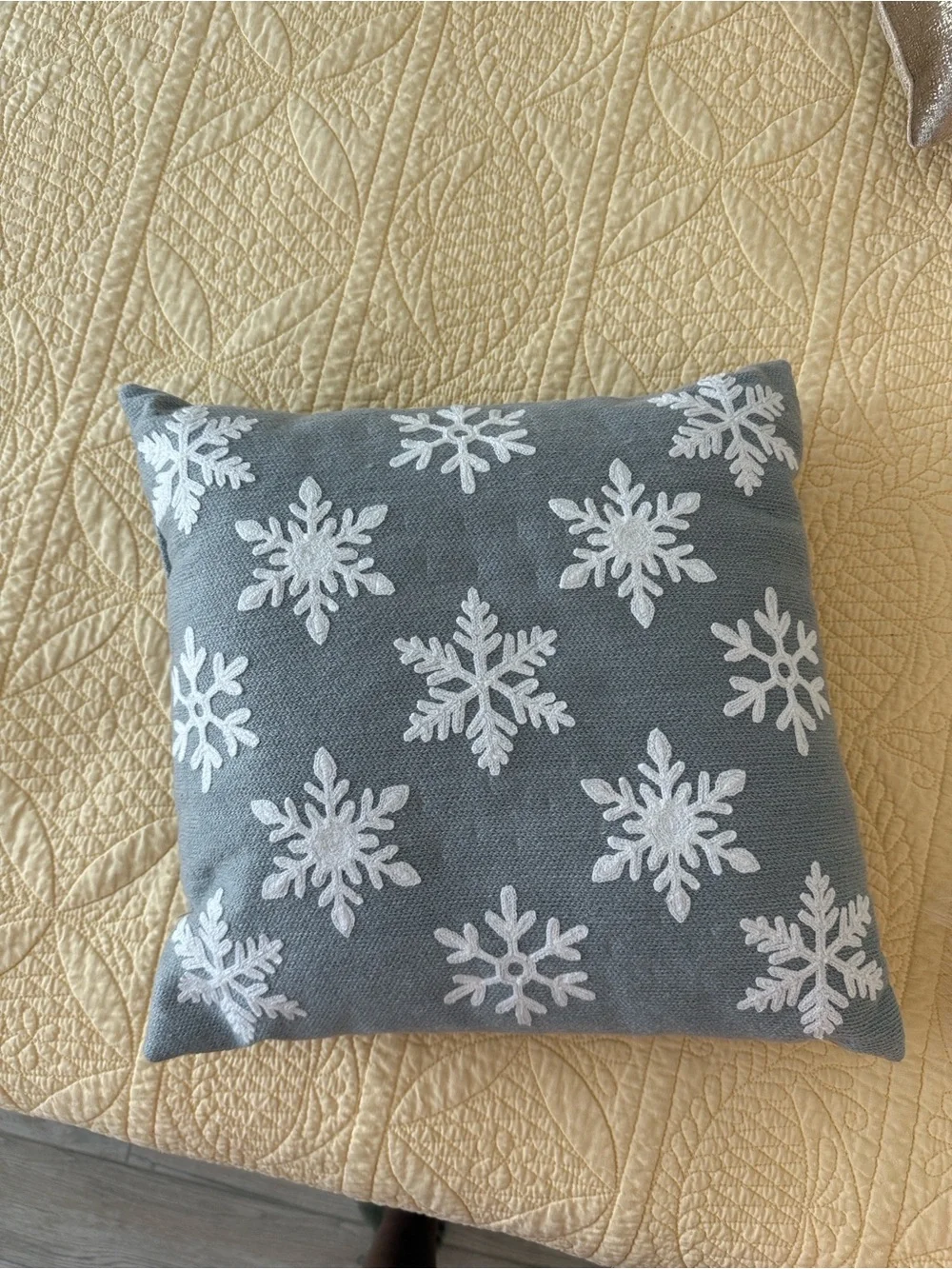 Pottery barn Holiday Snowflake Throw Pillow - Gray with White Snowflakes